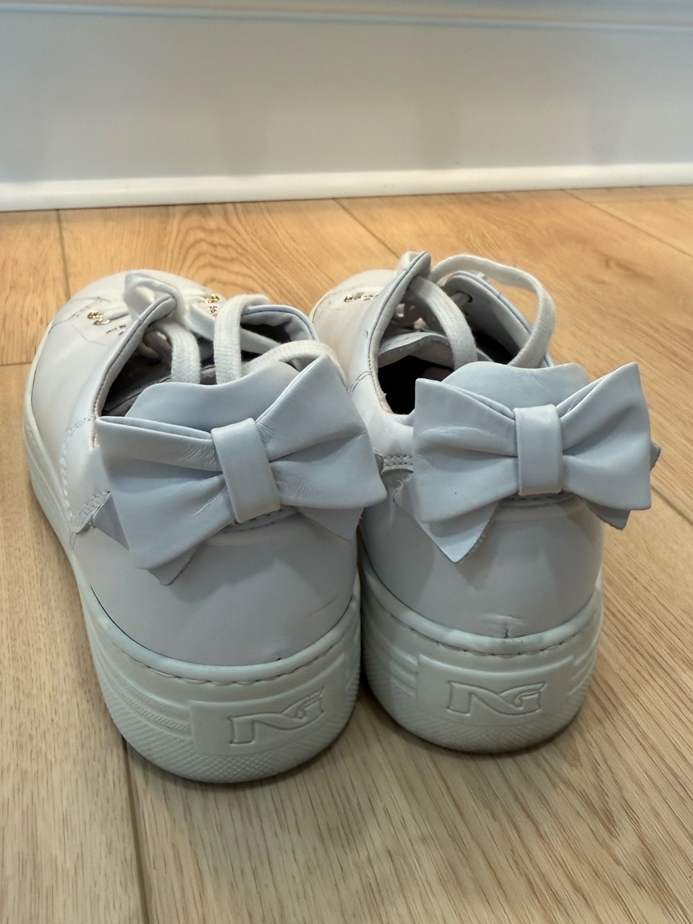 Nero Giardini white Bow Platform Skate Sneaker